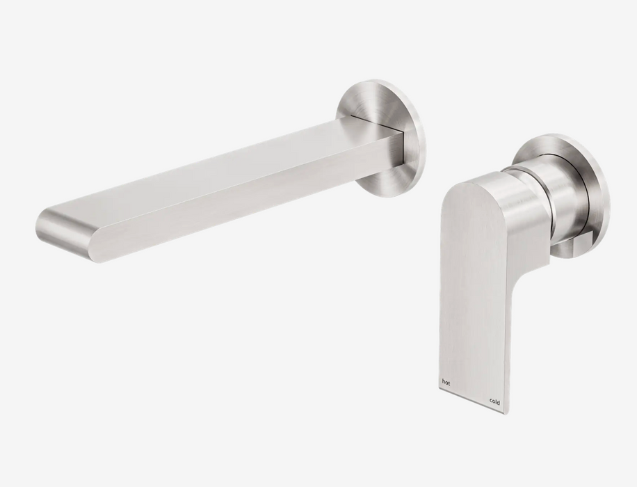 Nero Bianca Wall Basin/Bath Mixer Separate Back Plate 187mm-  Brushed Nickel