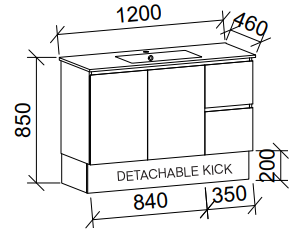 Timberline Elemental 1200mm Wall Hung/Floorstanding with Alpha Ceramic Top