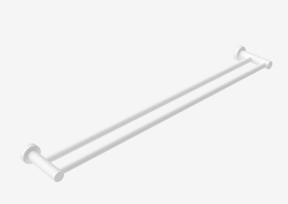 Nero Mecca Double Towel Rail 800mm - Matte White