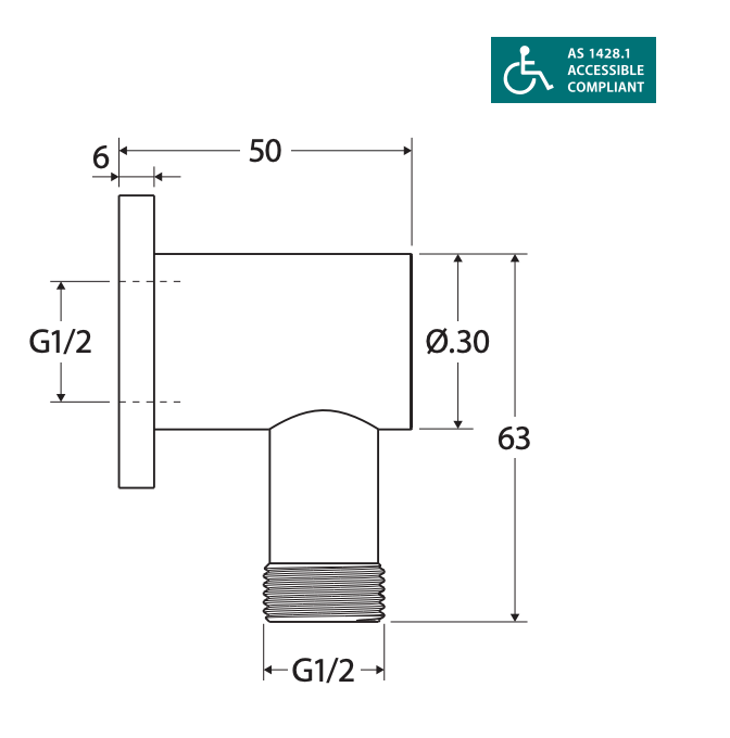 Fienza Shower Inlet Elbow with Dual Check Valve -  Brushed Nickel