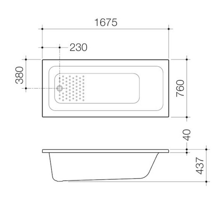 Caroma Vivas Anti-slip Bath - 1675mm
