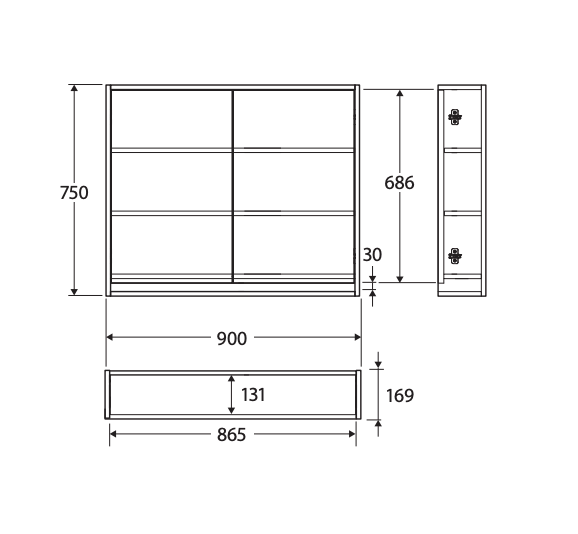 Fienza Faith Shaving Cabinet - 900mm x 750mm