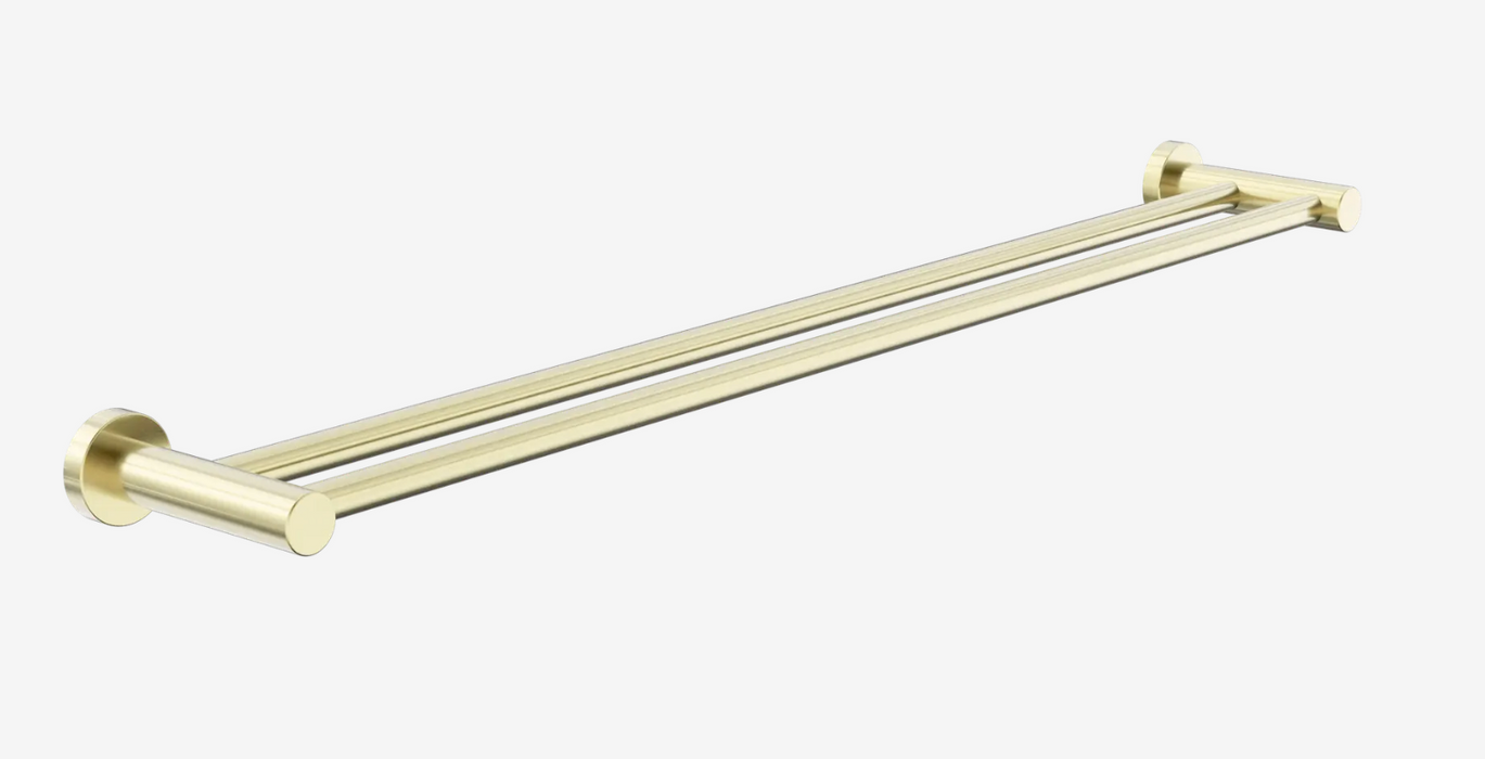 Nero Dolce II Double Towel Rail 800mm - Brushed Gold