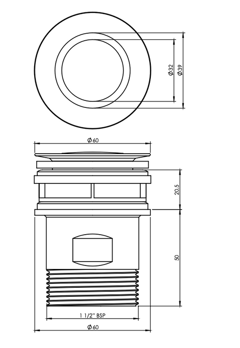 Art Australia Pop-Down 40mm Basin Waste - Gloss White