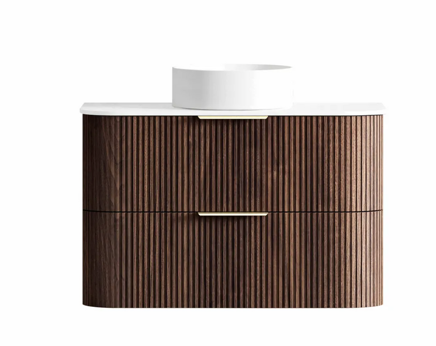 Otti Havana Fluted Vanity -  900mm - Sable Walnut