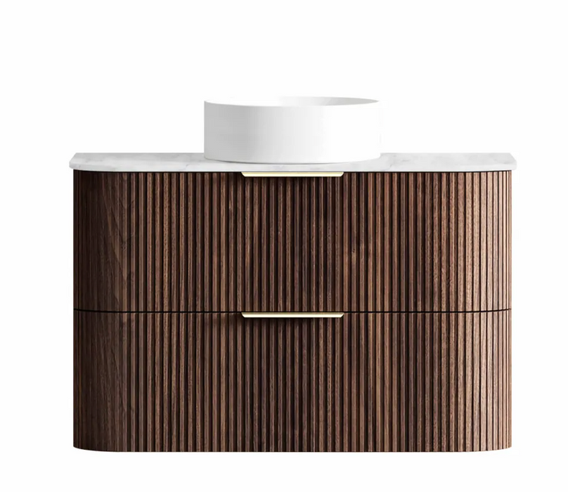 Otti Havana Fluted Vanity -  900mm - Sable Walnut