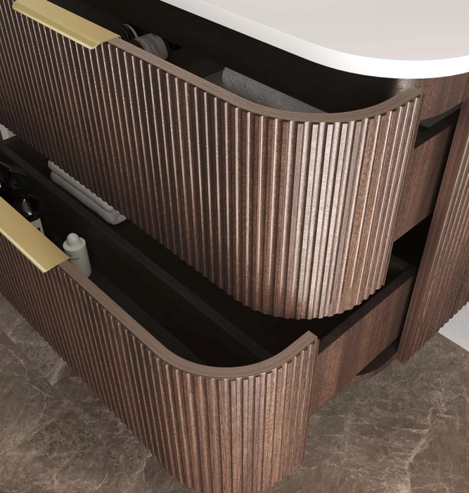 Otti Havana Fluted Vanity -  900mm - Sable Walnut