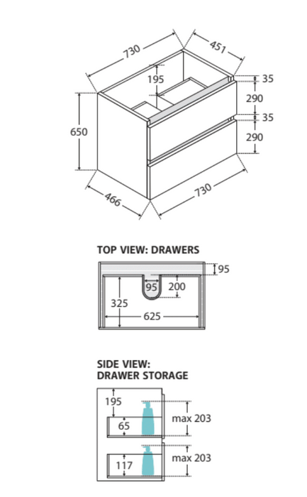 Fienza Quest 750 Wall-Hung Cabinet only