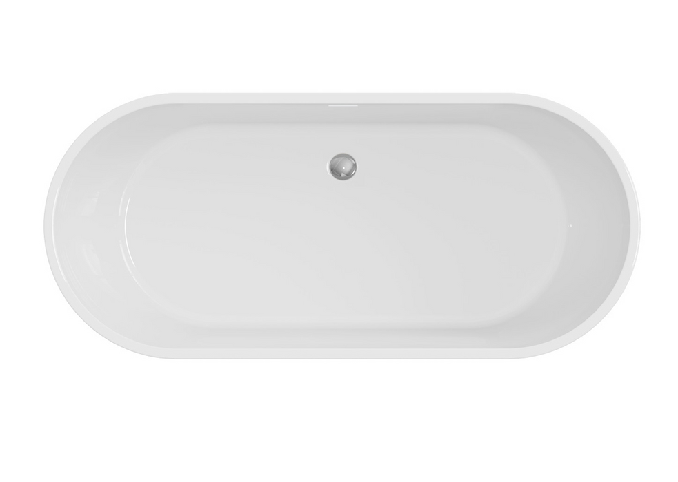 Fienza Koko Freestanding Acrylic Bath - With Overflow - Gloss White - 1680mm
