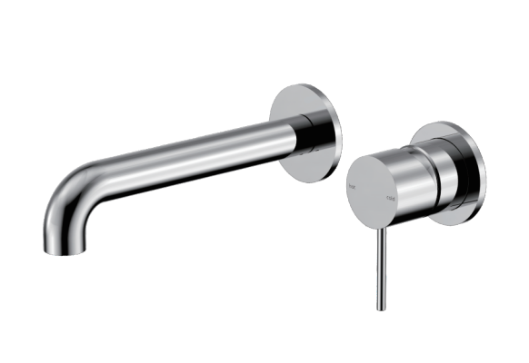 Nero Mecca Wall Basin/Bath Mixer Separate Back Plate 185mm- Brushed Nickel