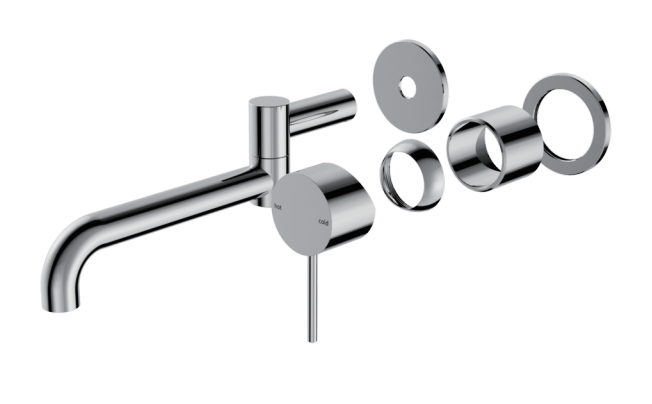 Nero Mecca Wall Basin/Bath Mixer Swivel Spout 225mm Trim Kit Only - Brushed Nickel
