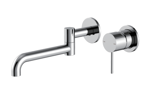 Nero Mecca Wall Basin/Bath Mixer Swivel Spout 225mm - Brushed Nickel