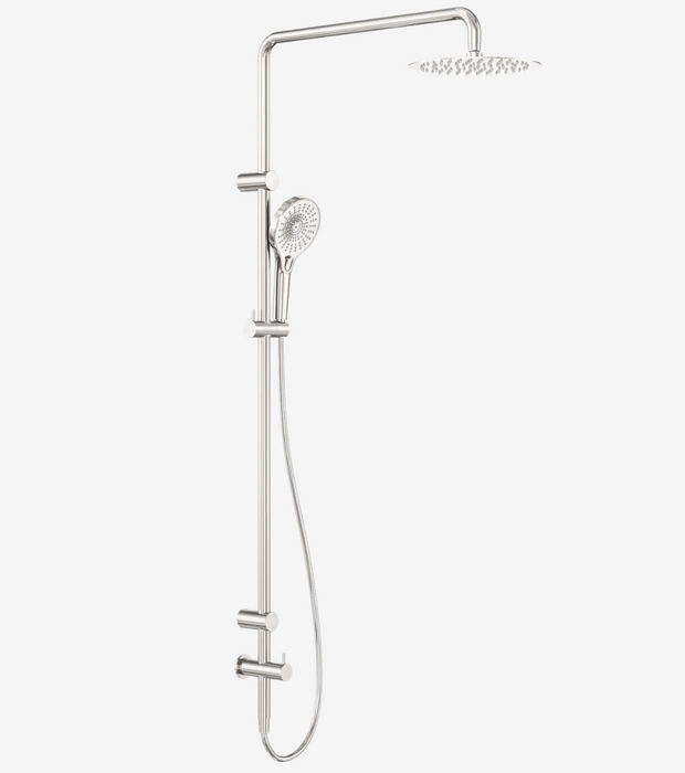 Nero Mecca Care 25mm Grab Rail Twin Shower Set - 600mm Arm Brushed Nickel