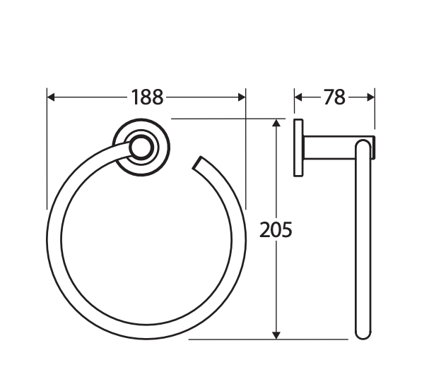 Fienza Kaya Hand Towel Ring - Matte Black