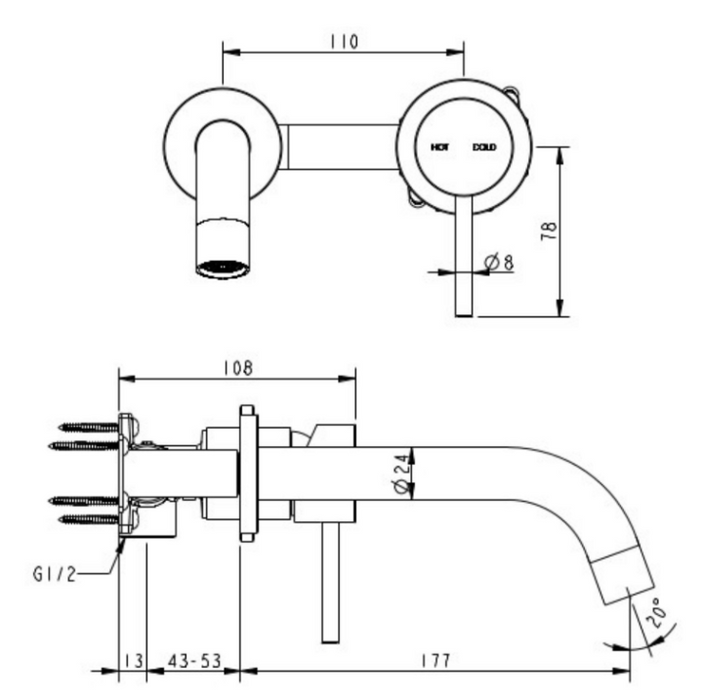 Millennium Cioso Wall Basin Set V2 Pin Down - Rosa