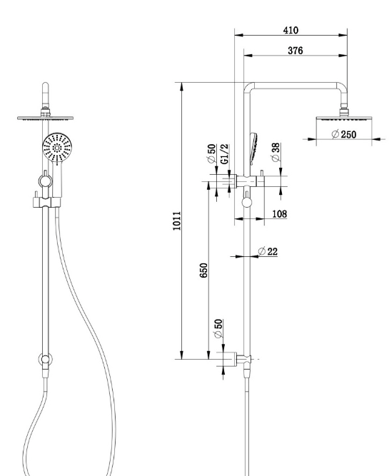 Millennium Akemi Twin Shower 250mm - Rosa