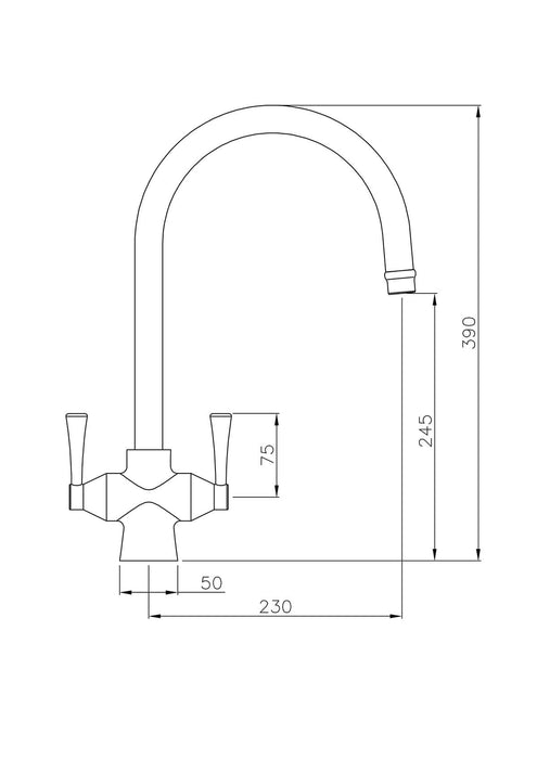 Turner Hastings Gosford Double Sink Mixer - Chrome