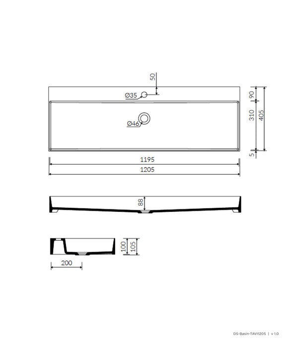 Tavi 1205 Basin - Matte White