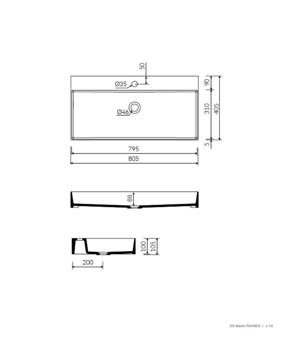 Tavi 805 Basin - Matte White