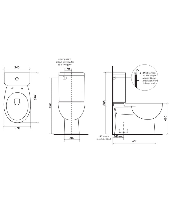 Seima Chios Close Coupled Toilet Back Entry