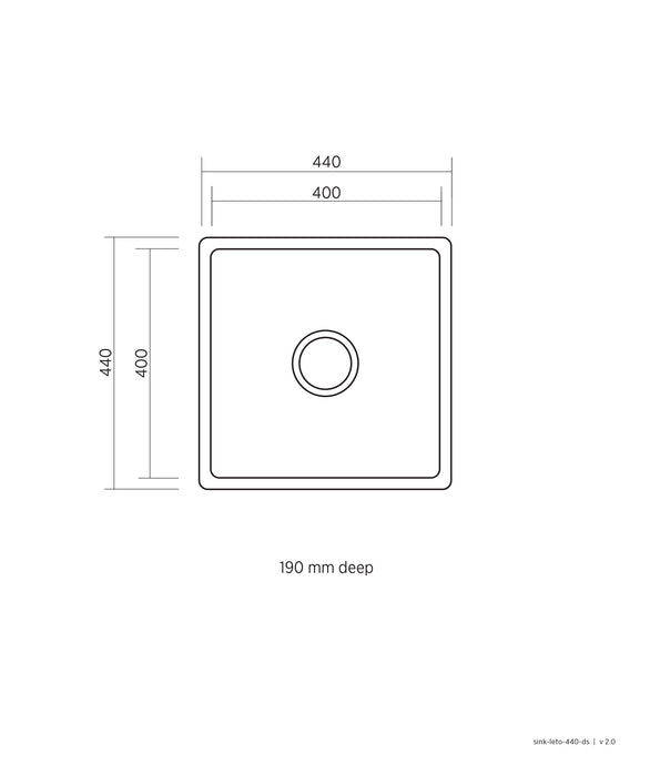 Seima Leto 400 Single Bowl Sink - Overflow - Stainless Steel