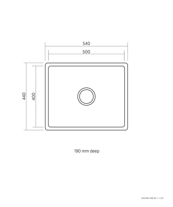 Seima Leto 500 Single Bowl Sink - Overflow - Stainless Steel