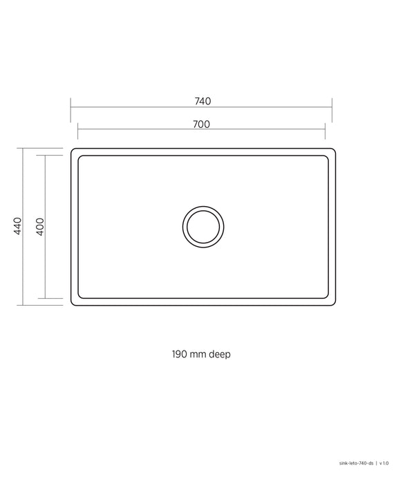 Seima Leto 700 Sink - No Overflow - Stainless Steel
