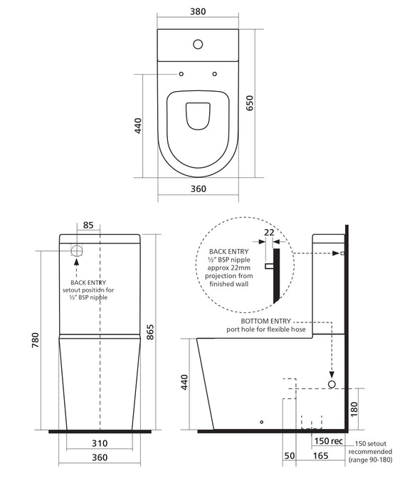 Seima Modia Back To Wall Suite - Flat Seat
