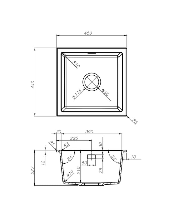 Seima Arqstone Oros 450 Sink - Black