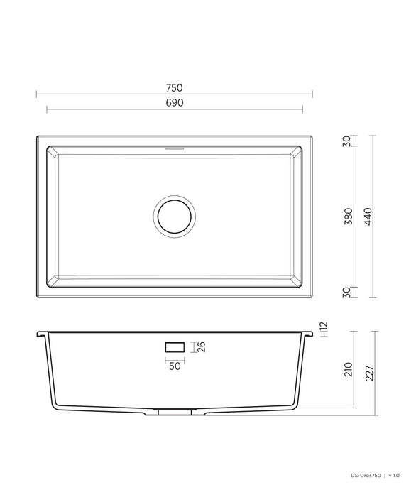 Seima Arqstone Oros 750 Kitchen Sink