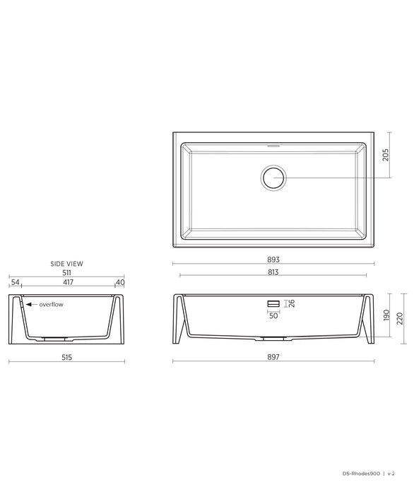 Seima Arqstone Oros 900 Butler Sink - Black