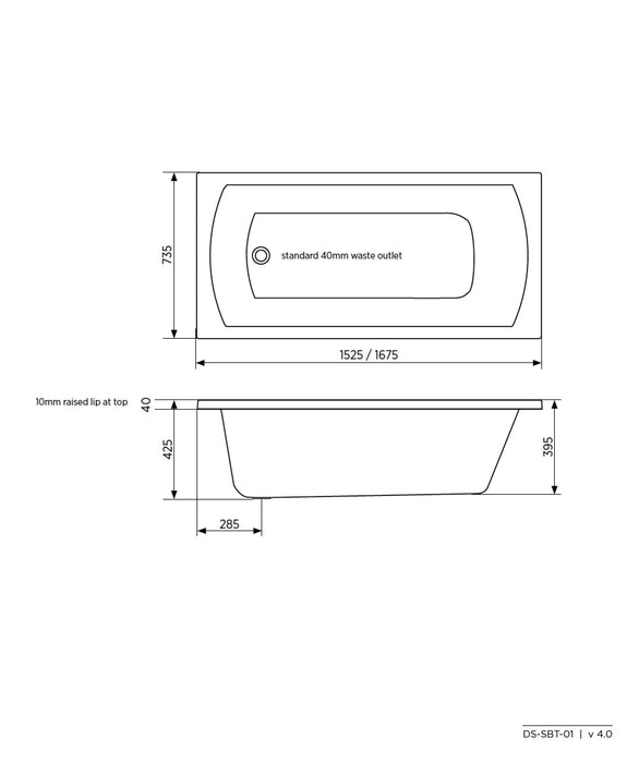 Seima Syros 103 Select Inset Bath - 1525mm