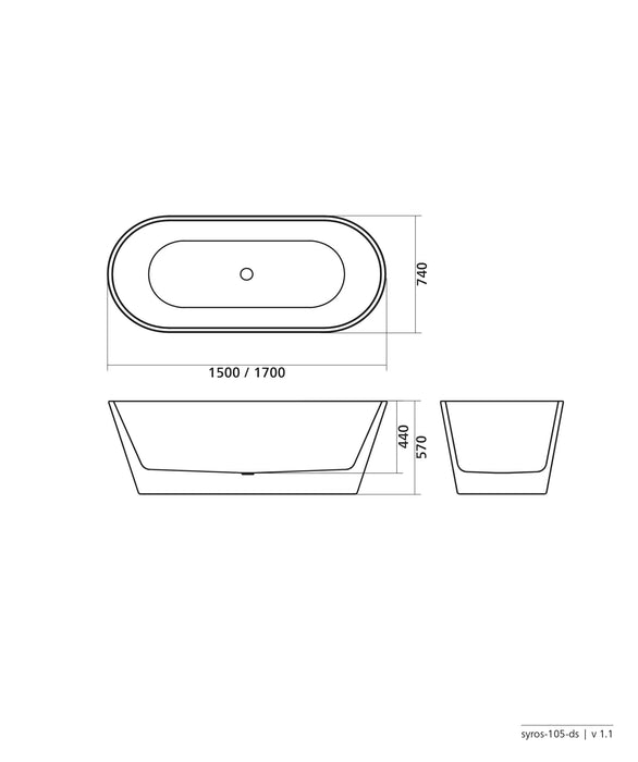 Seima Syros 105 Freestanding Bath - 1500mm