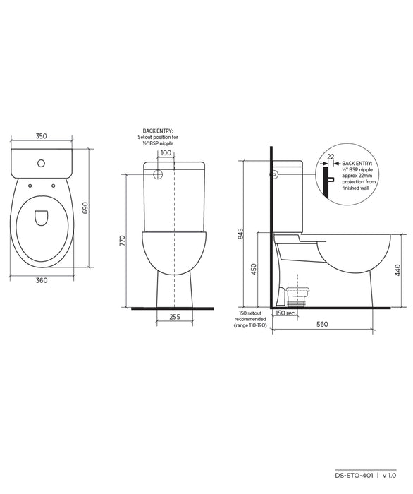 Syros Select Close Coupled Toilet Suite